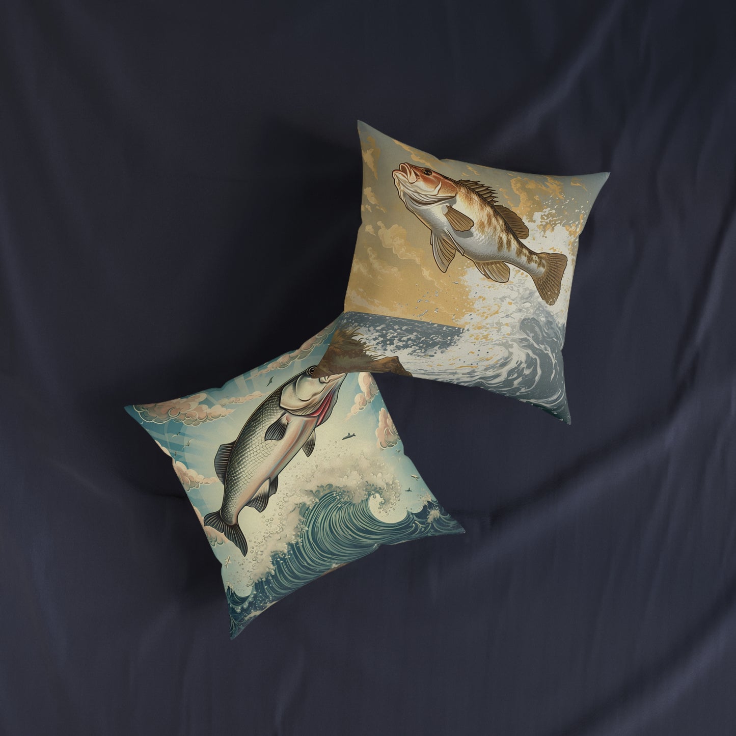 Fish Jumping - Square Pillow - UK