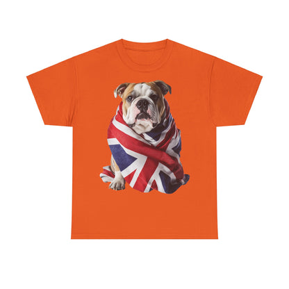British Bulldog In Union Jack - Unisex Heavy Cotton Tee - Cute Dog Lover Gift UK