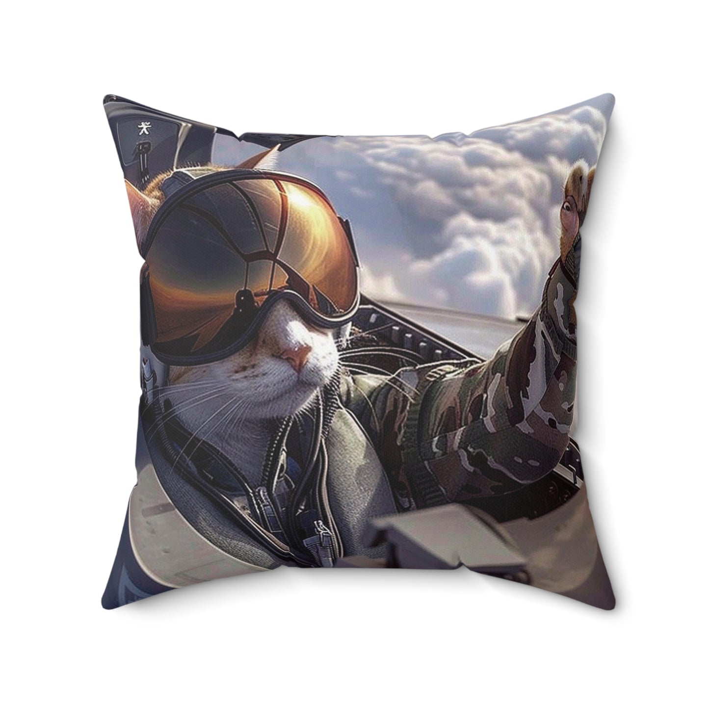 Top Gun Cat - Spun Polyester Square Pillow - USA