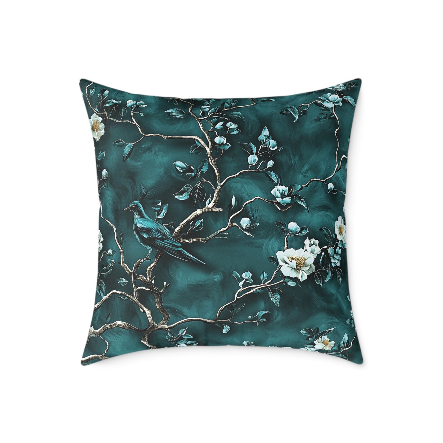 Blue Vine Chinoiseries 2 - Square Poly Canvas Pillow UK