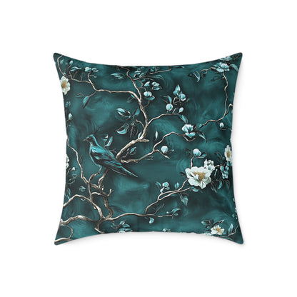 Blue Vine Chinoiseries 2 - Square Poly Canvas Pillow UK