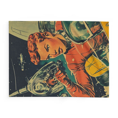 Retro Space Adventure Fleece Blanket 3 - Cosy Gift for Sci-Fi Lovers UK