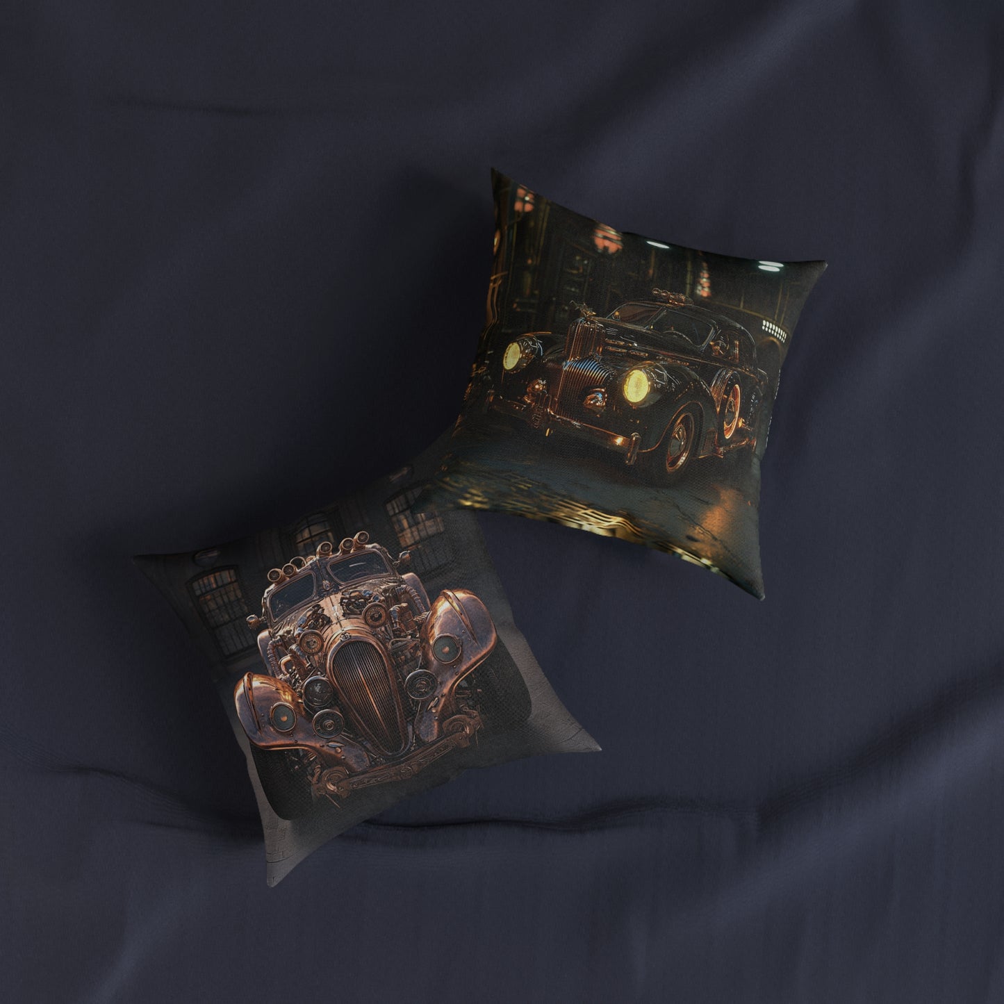 Industrial-Style Car - Square Cushion - Steampunk Home Decor UK
