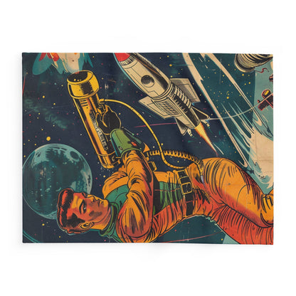 Retro Space Adventure Fleece Blanket 7 - Cosy Gift for Sci-Fi Lovers UK