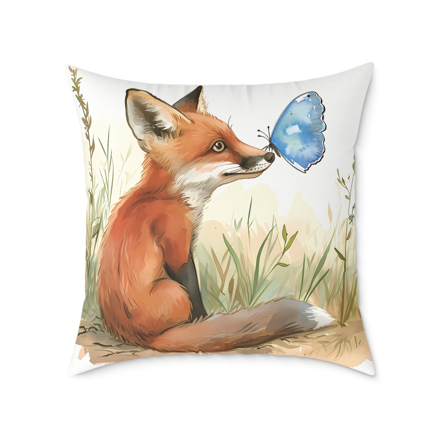 Cute Foxes - Square Poly Canvas Pillow - UK