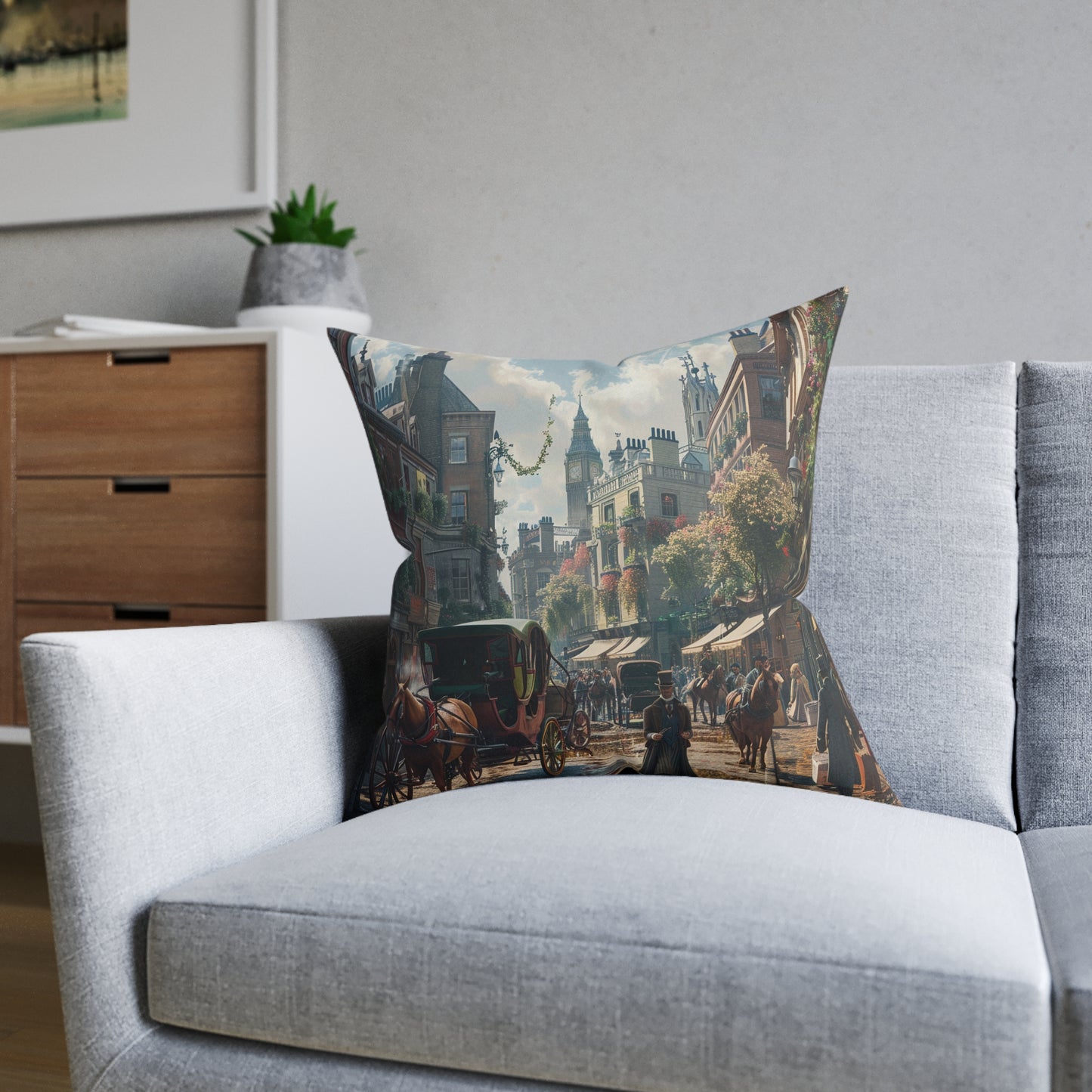 London Then and Now 2 - Square Pillow - UK