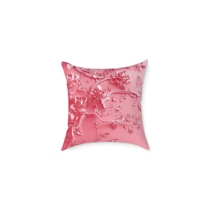 Pink Vine 2 Chinoiseries - Square Poly Canvas Pillow UK