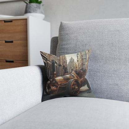 Industrial-Style Car 2 - Square Cushion - Steampunk Home Decor UK