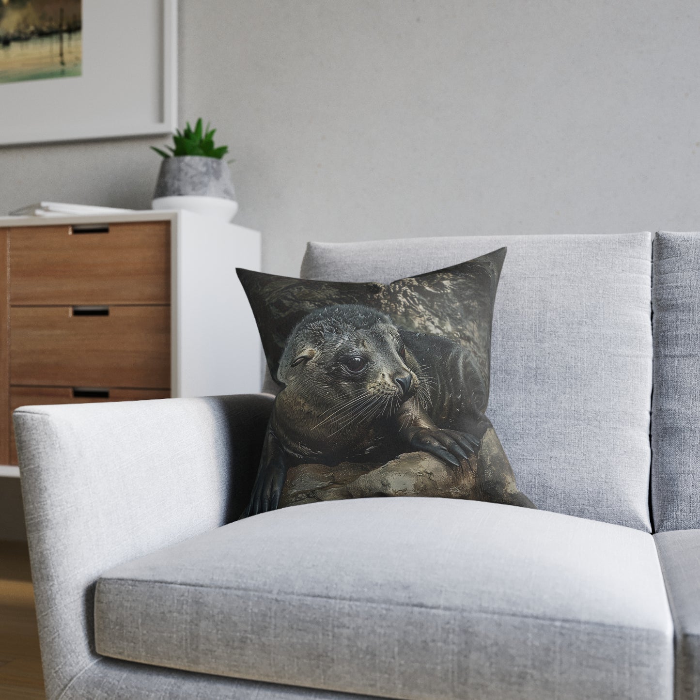 Cute Fur Seal Design Square Pillow - Perfect for Ocean Lovers UK