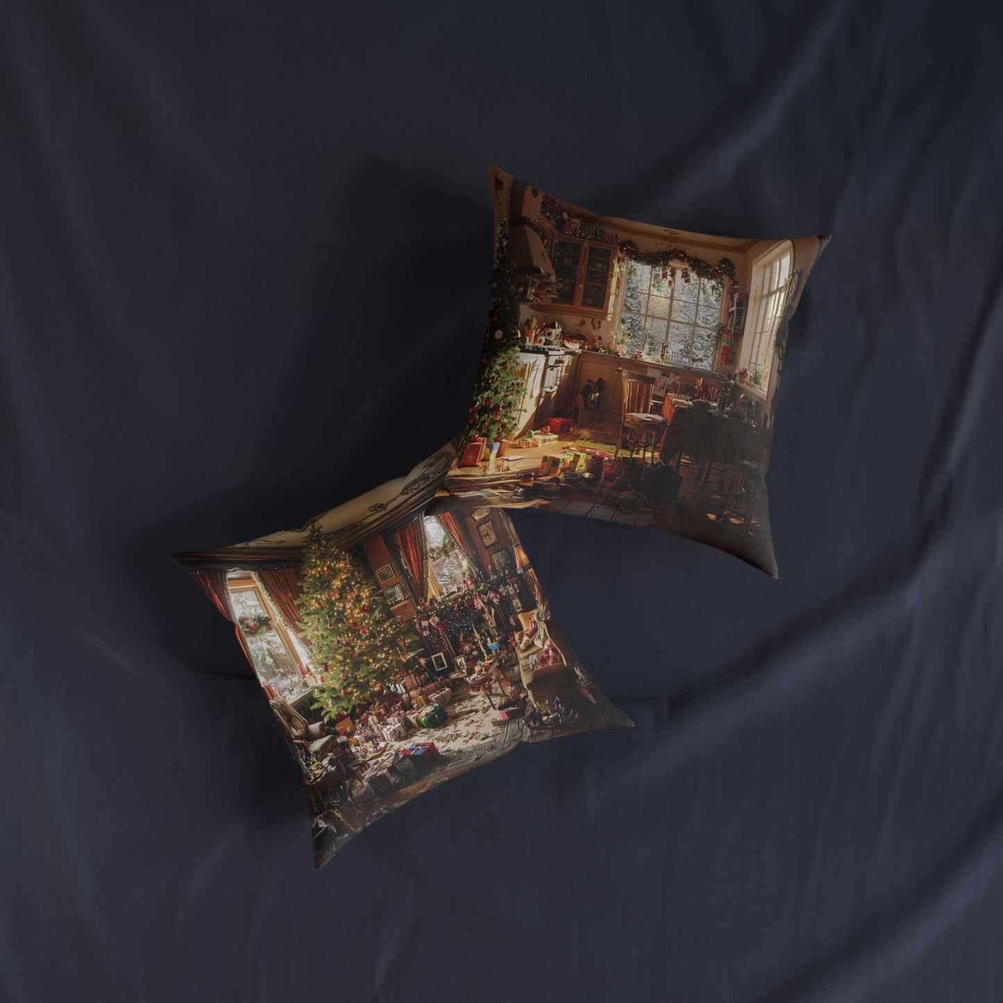 Cosy Christmas Square Pillow - Festive Home Decor UK