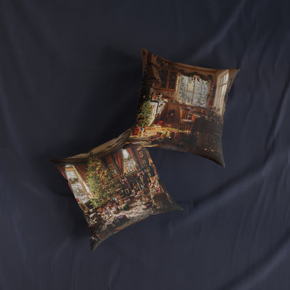 Cosy Christmas Square Pillow - Festive Home Decor UK