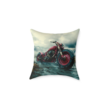 Apocalyptic Motorcycle - Square Poly Canvas Pillow UK