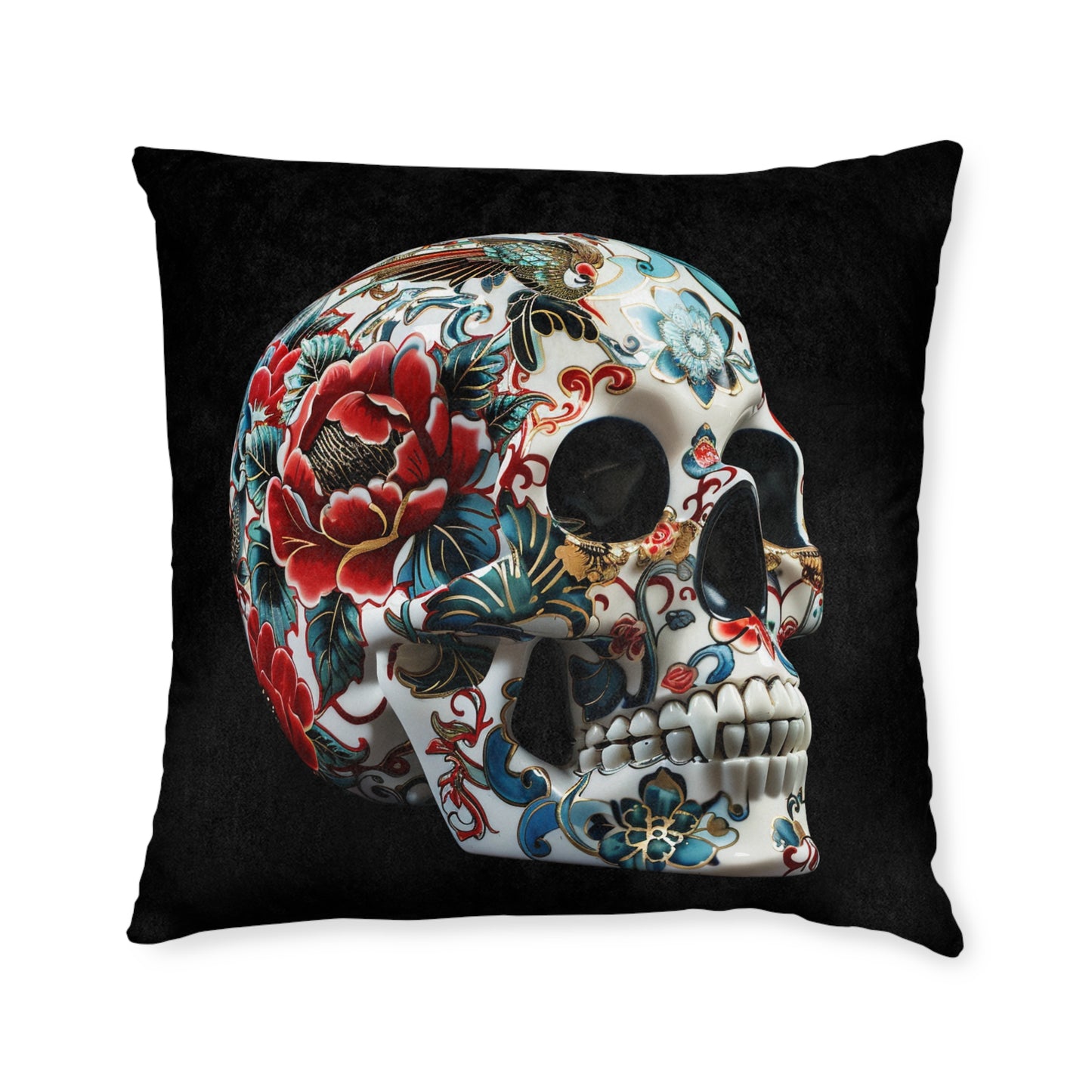 Floral Skull - Square Pillow - UK