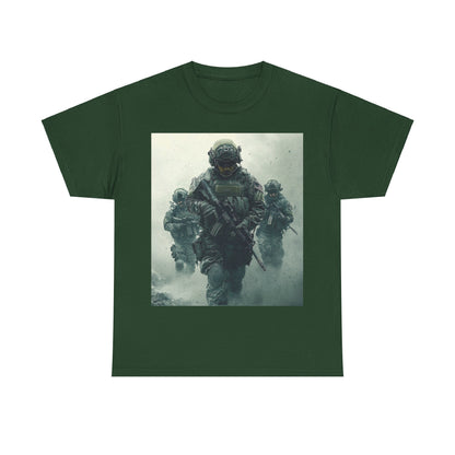 Heavy Cotton Tee - Military Action Print Tee UK