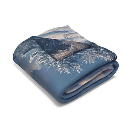 Cosy Arctic Fleece Blanket - Winter Cabin Design - UK