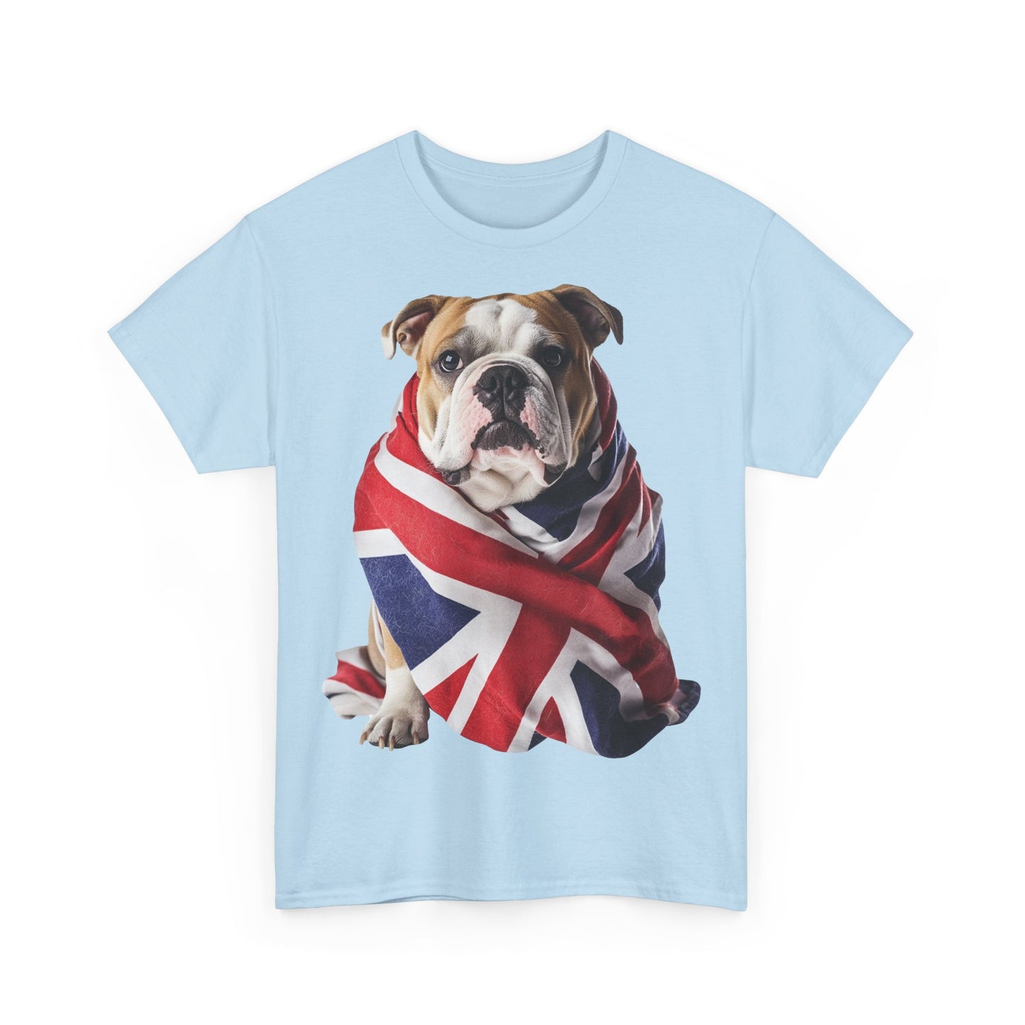 British Bulldog In Union Jack - Unisex Heavy Cotton Tee - Cute Dog Lover Gift UK