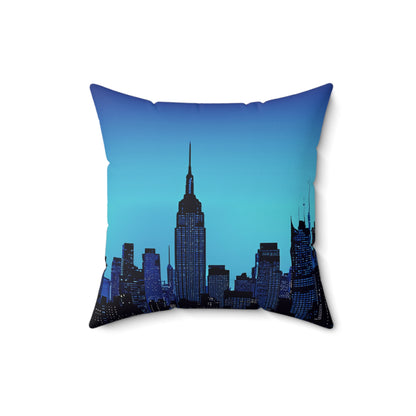 Night Cityscape - Spun Polyester Square Pillow - USA