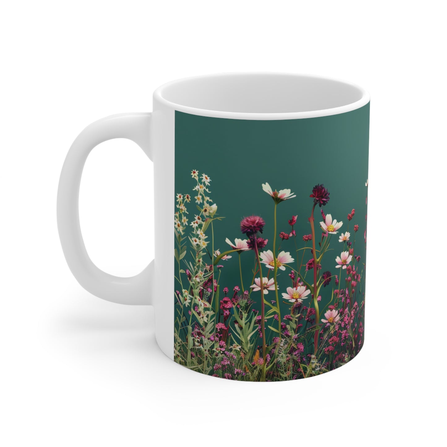Teal Meadow - Ceramic Coffee Cups, 11oz, 15oz - UK