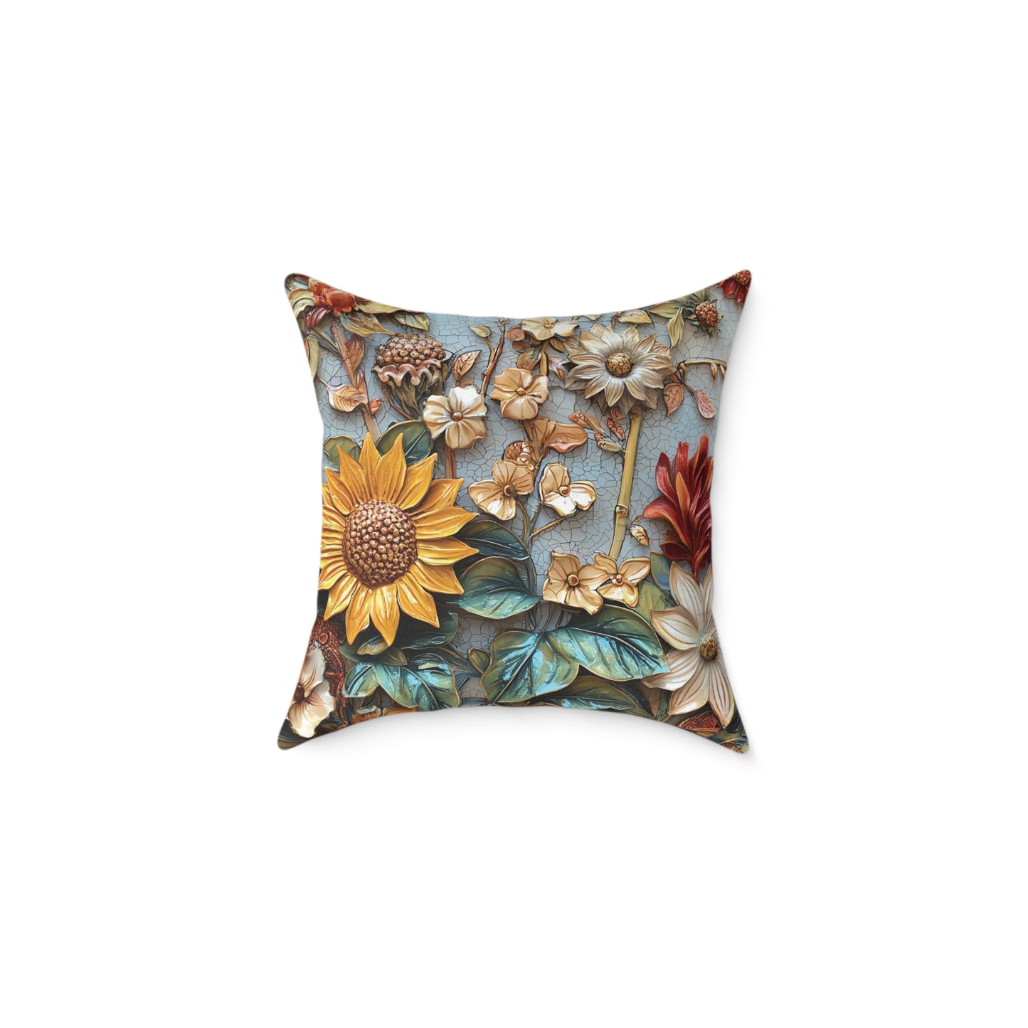 **Flowers 2 Chinoiseries - Square Poly Canvas Pillow UK