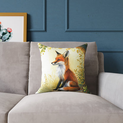 Cute Foxes - Square Poly Canvas Pillow - UK