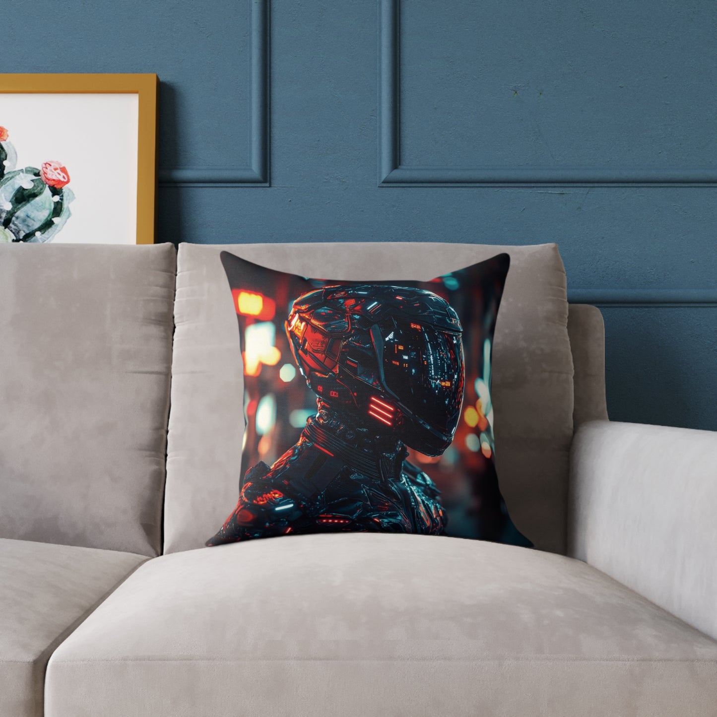 Cyber Biker 1 - Square Poly Canvas Pillow UK