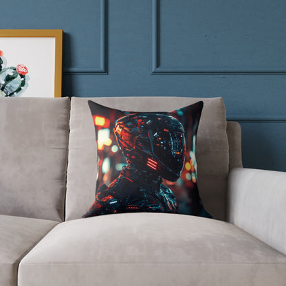 Cyber Biker 1 - Square Poly Canvas Pillow UK