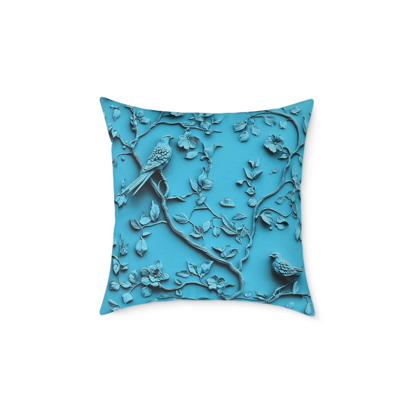 **Blue Vine Chinoiseries - Square Poly Canvas Pillow UK