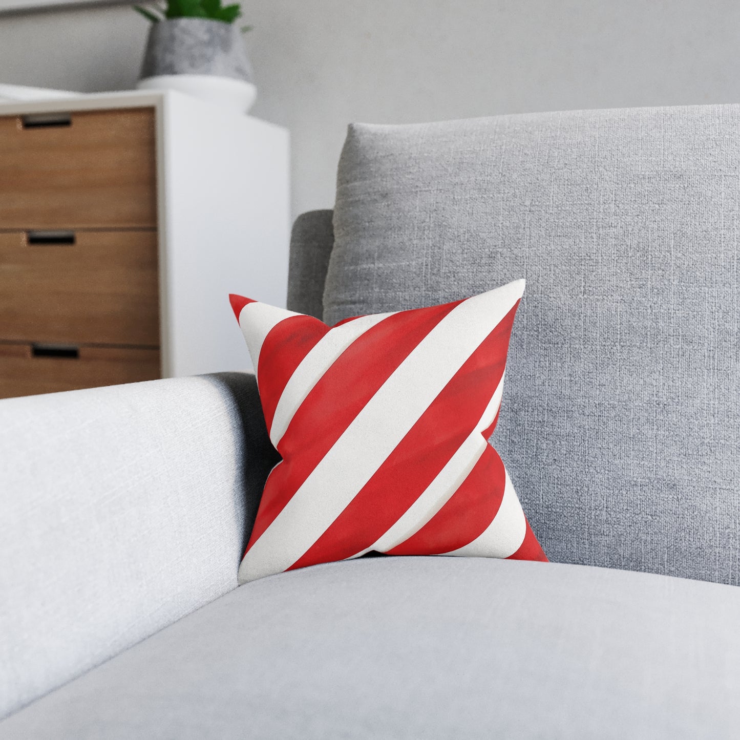 Strawberries and Cream Stripes - Square Pillow - UK