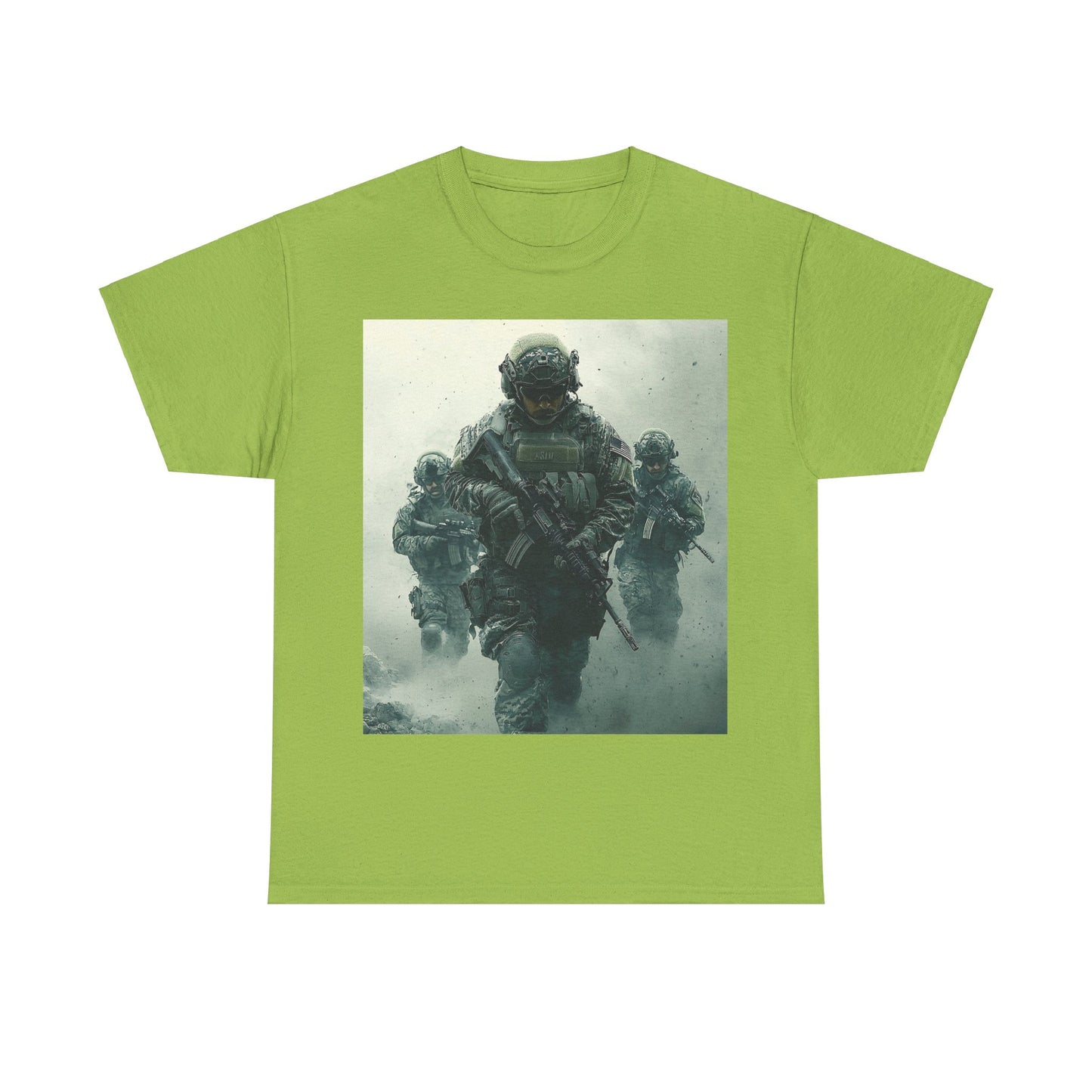 Heavy Cotton Tee - Military Action Print Tee UK