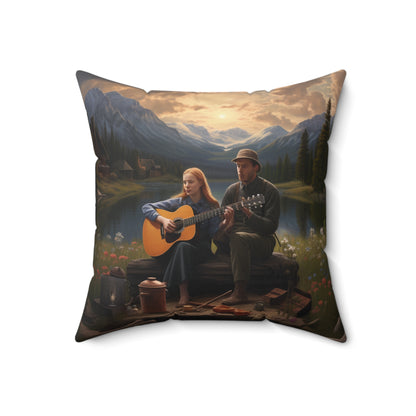 Folk Music #4  - Spun Polyester Pillow - USA