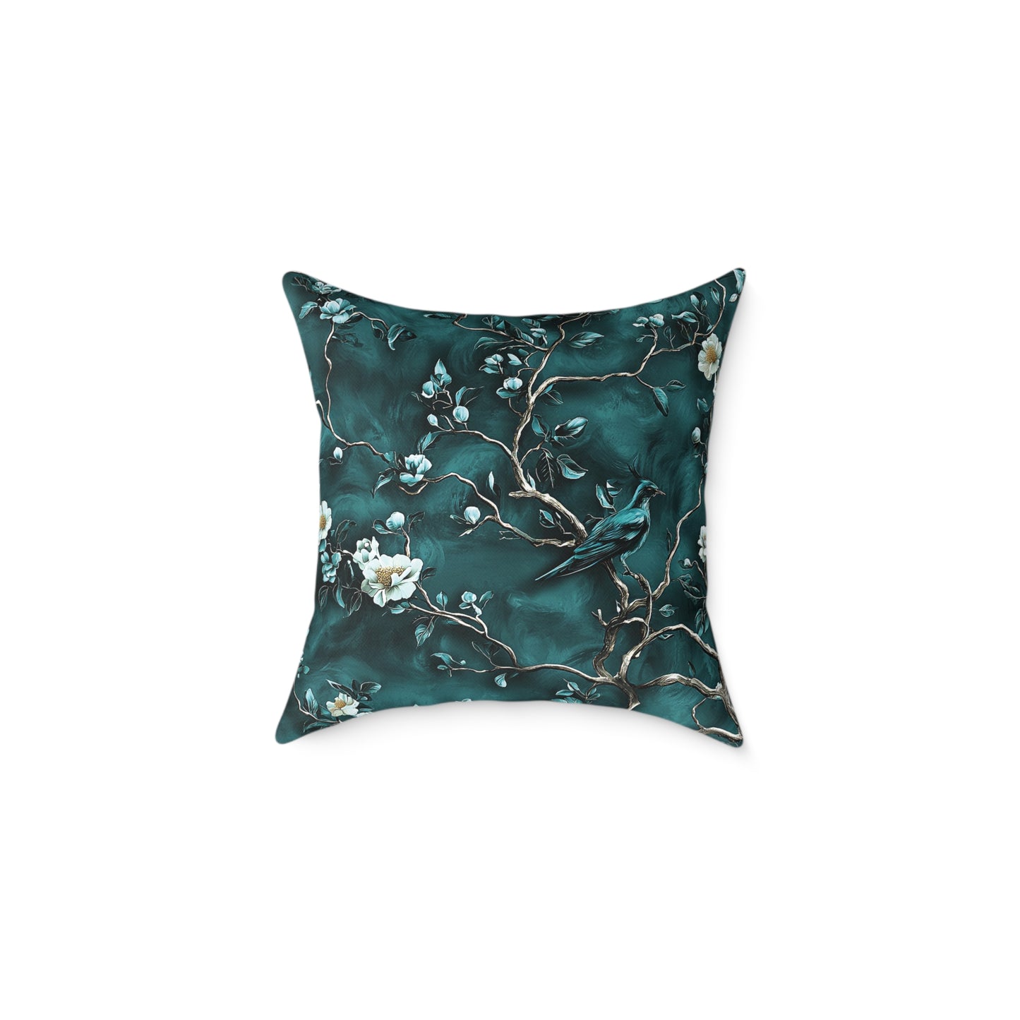 Blue Vine Chinoiseries 2 - Square Poly Canvas Pillow UK
