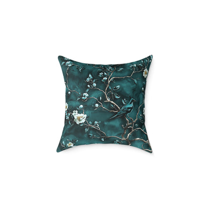 Blue Vine Chinoiseries 2 - Square Poly Canvas Pillow UK