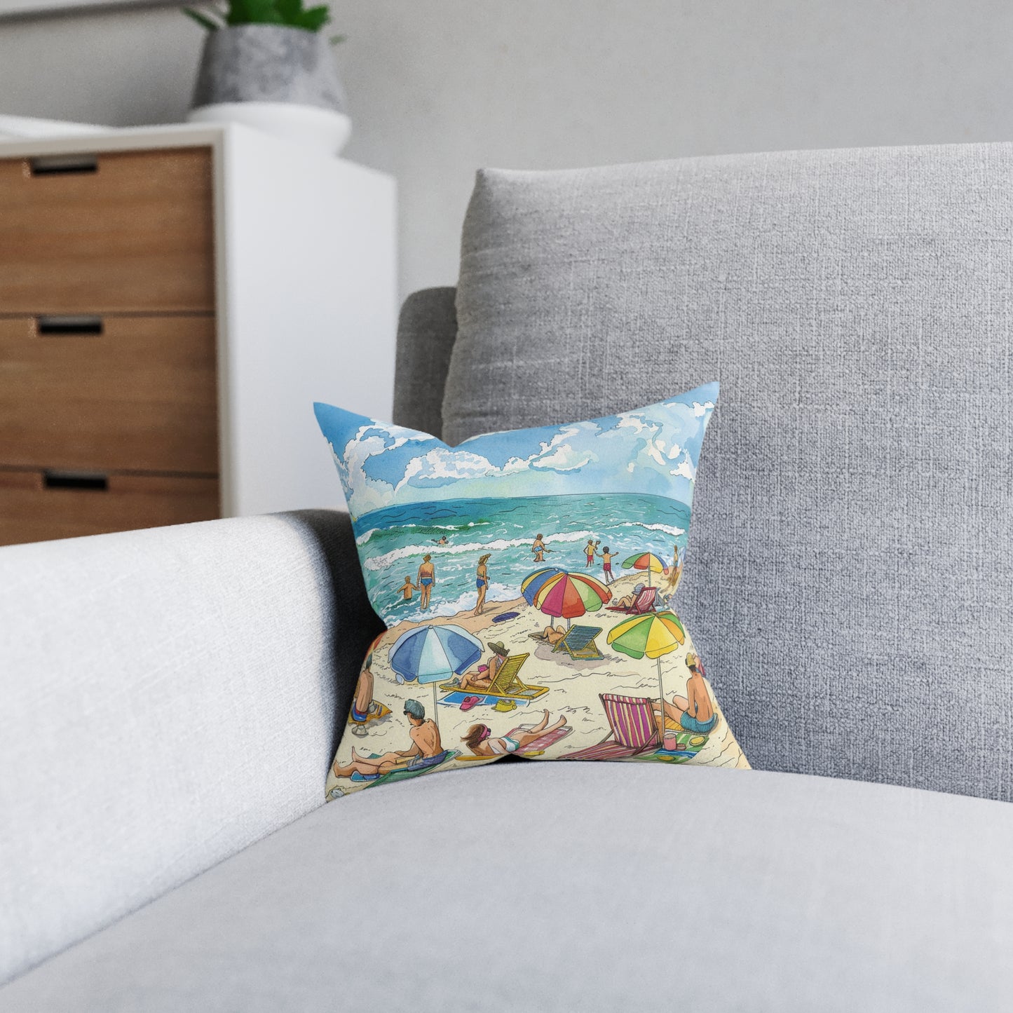 At The Beach - Square Pillow - UK