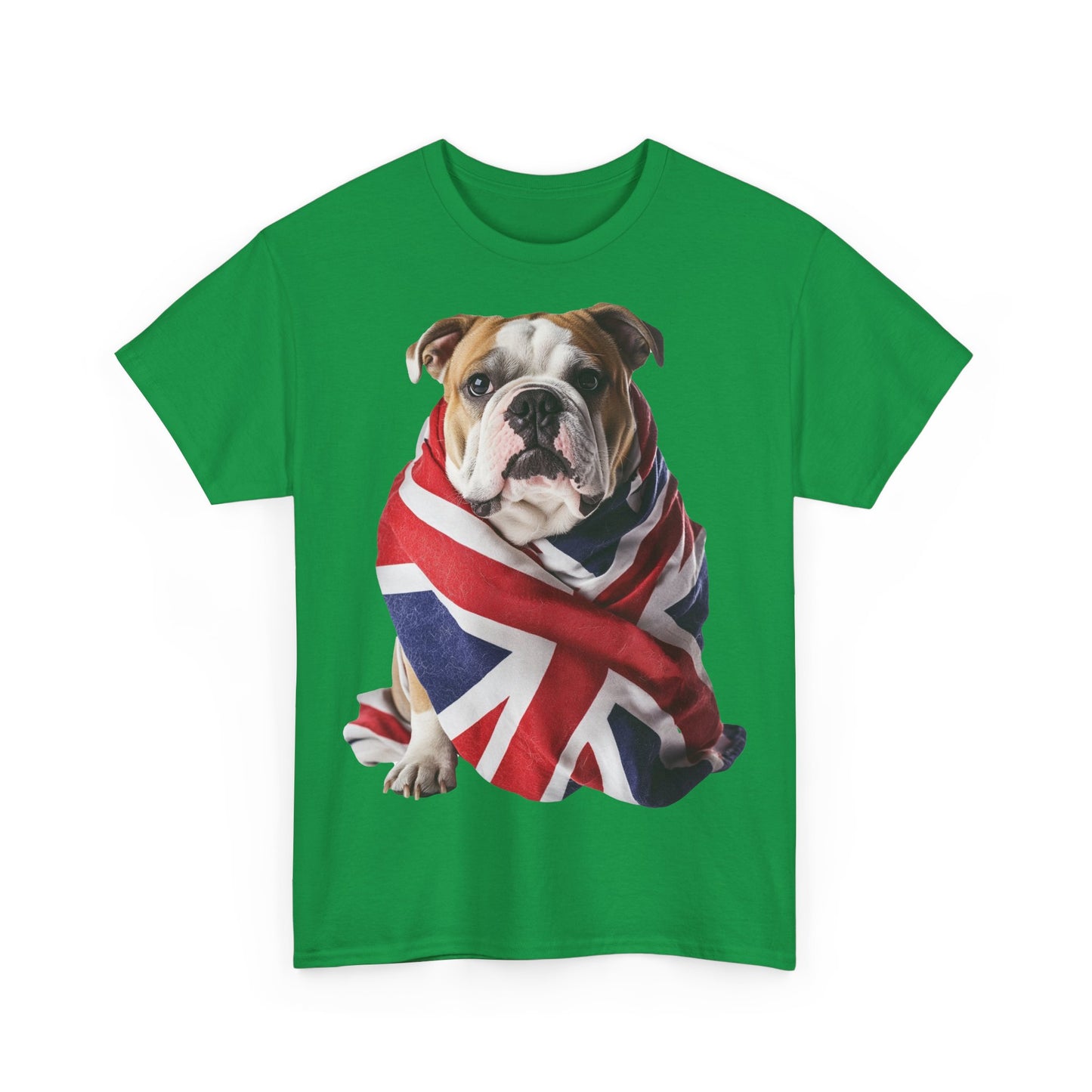 British Bulldog In Union Jack - Unisex Heavy Cotton Tee - Cute Dog Lover Gift UK