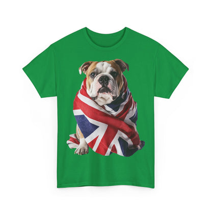 British Bulldog In Union Jack - Unisex Heavy Cotton Tee - Cute Dog Lover Gift UK