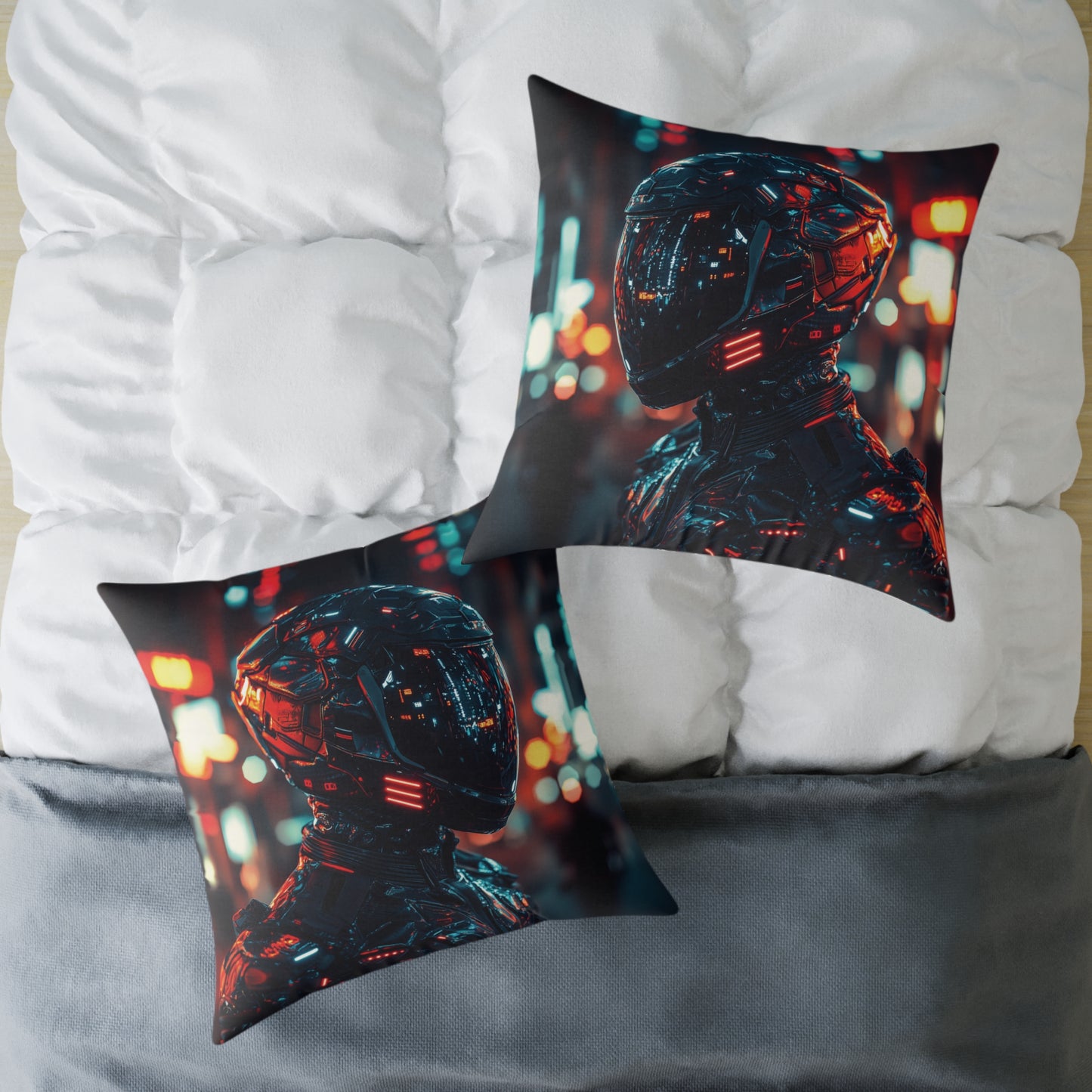 Cyber Biker 1 - Square Poly Canvas Pillow UK