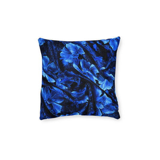 Elegant Blue Floral Square Pillow - UK