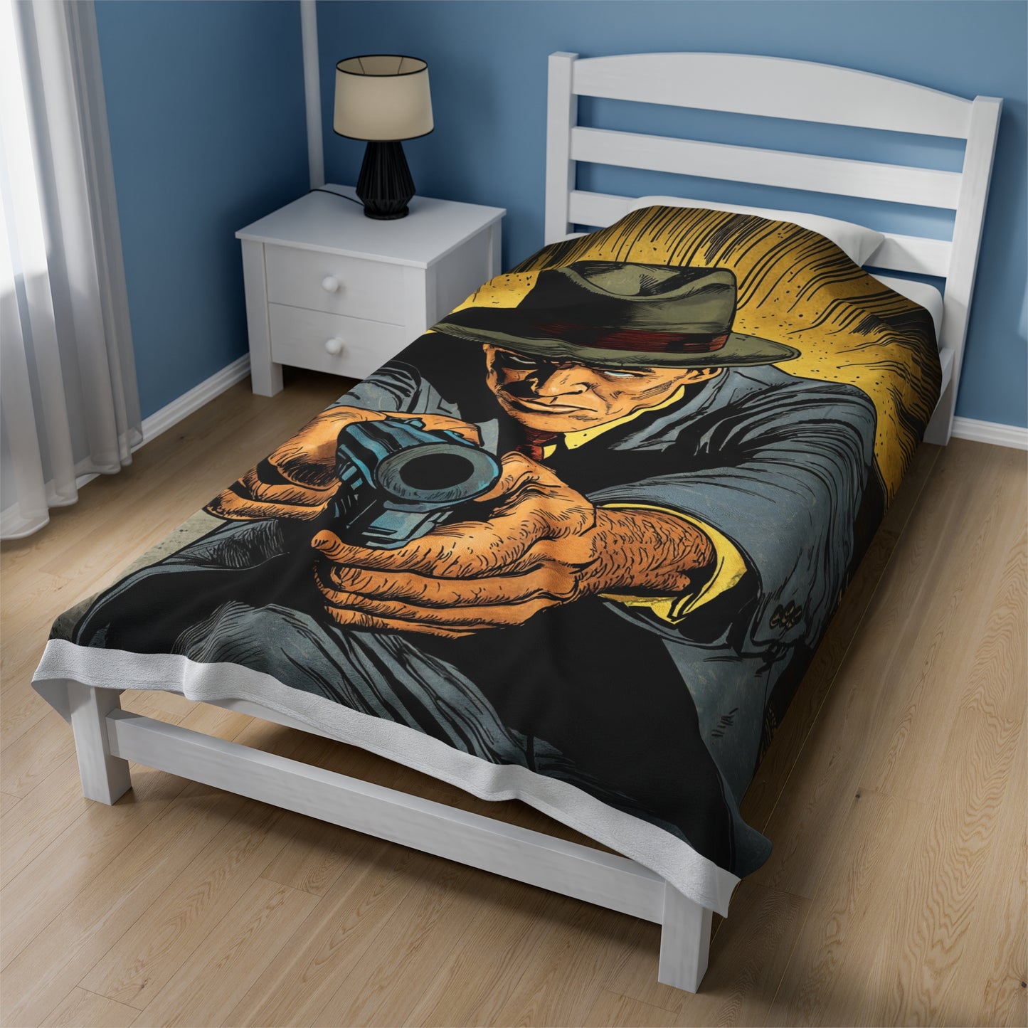 1950s Gangster Comic Cover 4 - Velveteen Plush Blanket USA