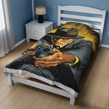 1950s Gangster Comic Cover 4 - Velveteen Plush Blanket USA