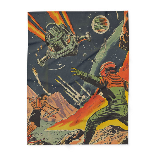 Retro Space Adventure Fleece Blanket - Cosy Gift for Sci-Fi Lovers UK
