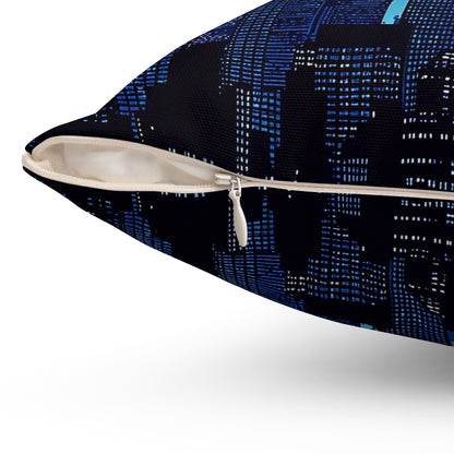 Night Cityscape - Spun Polyester Square Pillow - USA
