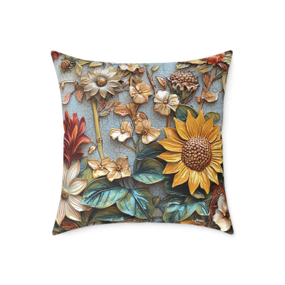 **Flowers 2 Chinoiseries - Square Poly Canvas Pillow UK