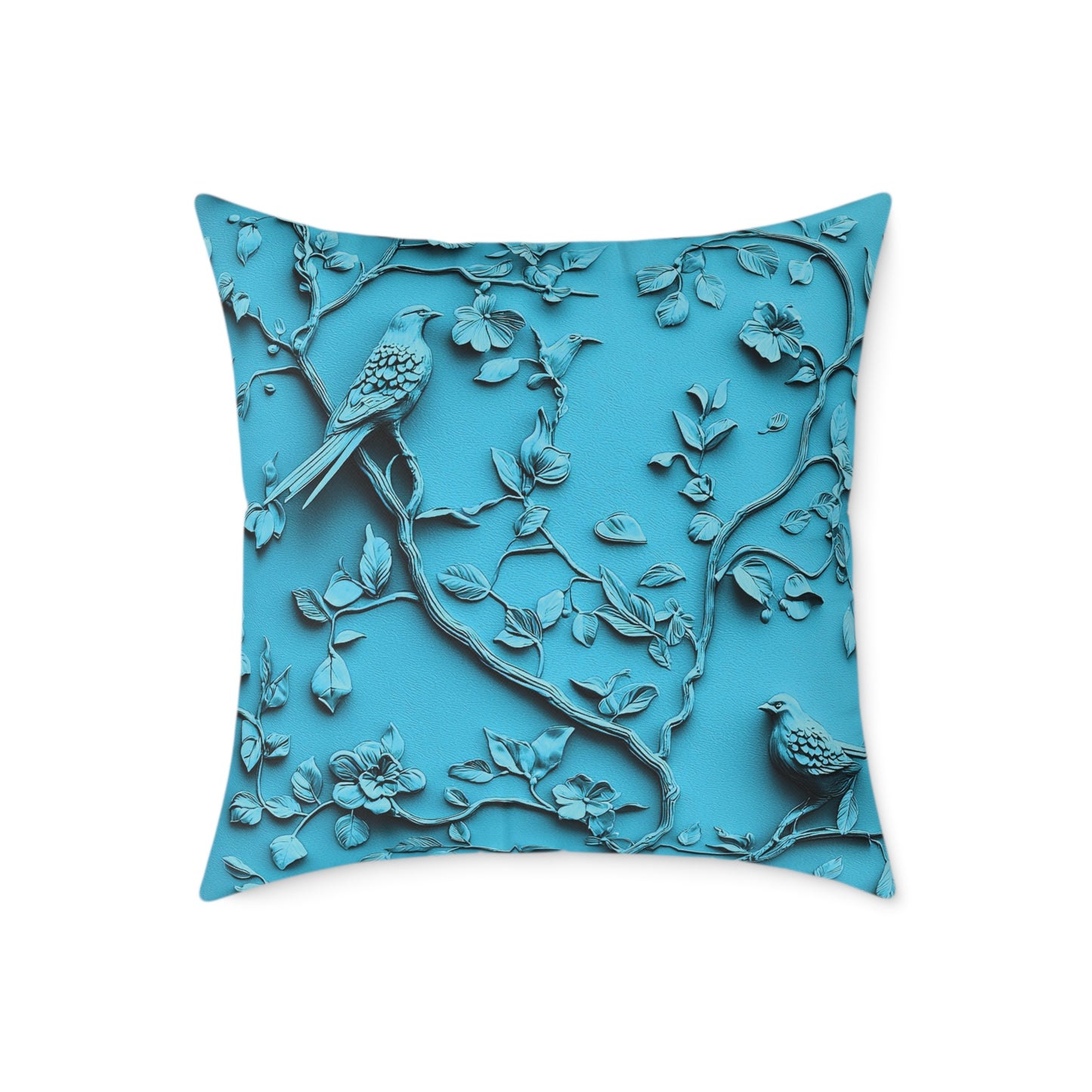 **Blue Vine Chinoiseries - Square Poly Canvas Pillow UK