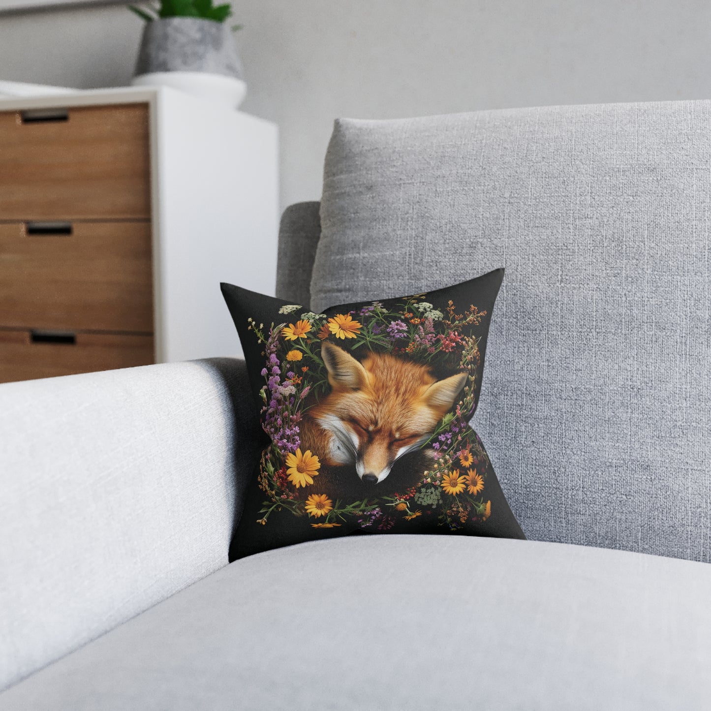 Sleeping Fox - Square Pillow - UK