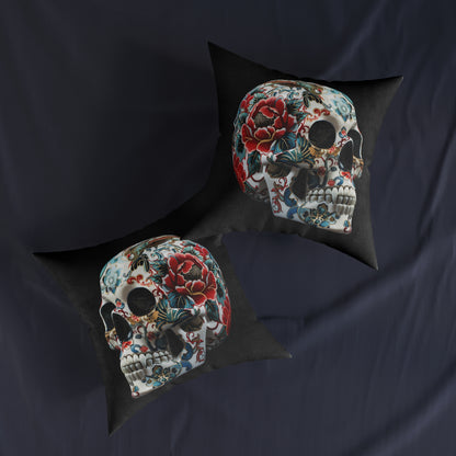 Floral Skull - Square Pillow - UK