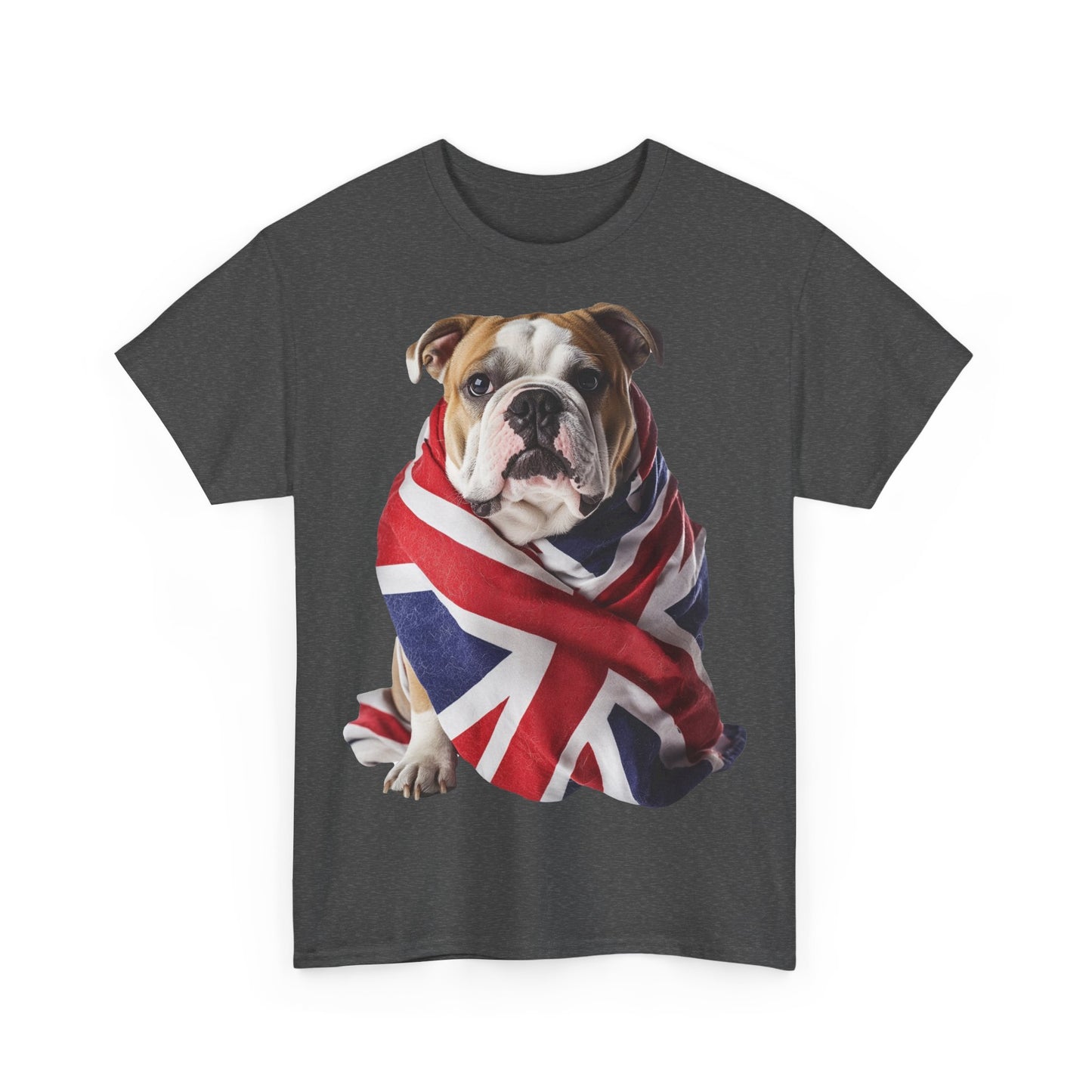 British Bulldog In Union Jack - Unisex Heavy Cotton Tee - Cute Dog Lover Gift UK