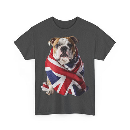 British Bulldog In Union Jack - Unisex Heavy Cotton Tee - Cute Dog Lover Gift UK
