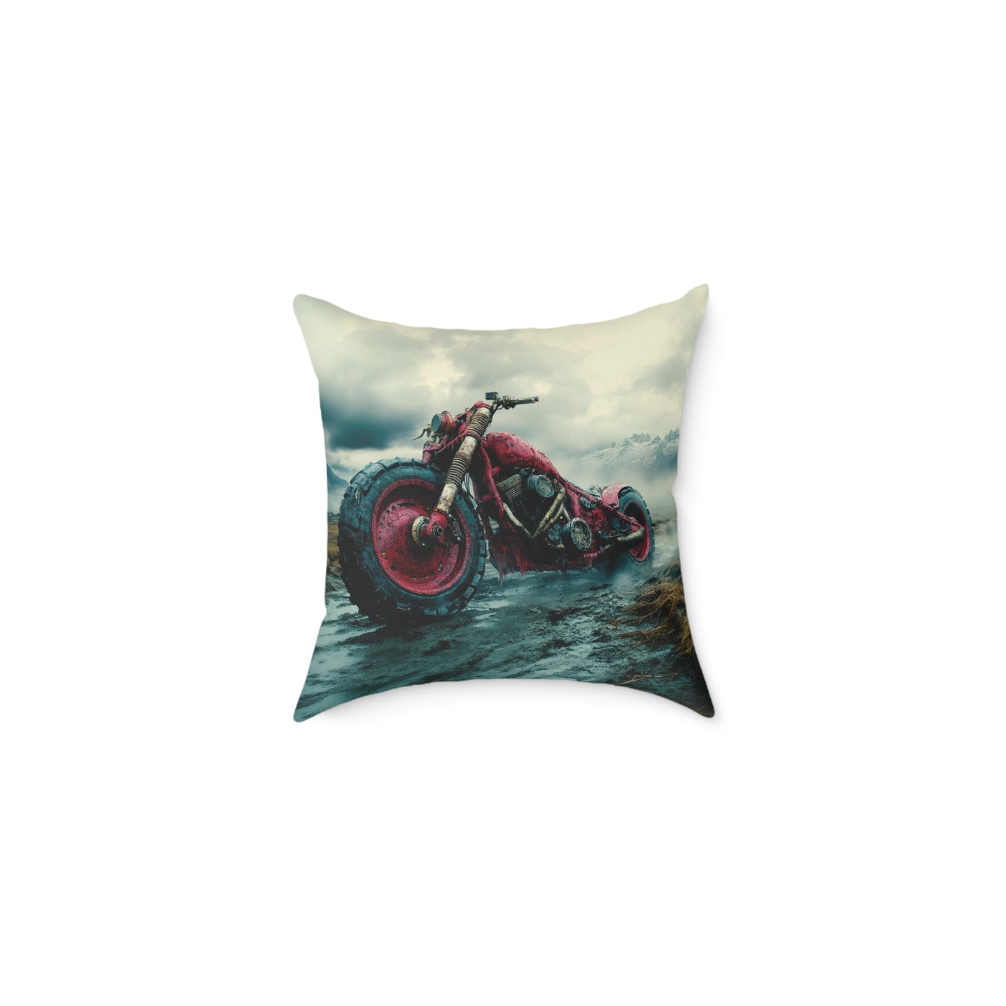 Apocalyptic Motorcycle - Square Poly Canvas Pillow UK