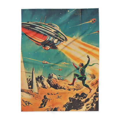 Retro Space Adventure Fleece Blanket 6 - Cosy Gift for Sci-Fi Lovers UK