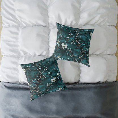 Blue Vine Chinoiseries 2 - Square Poly Canvas Pillow UK